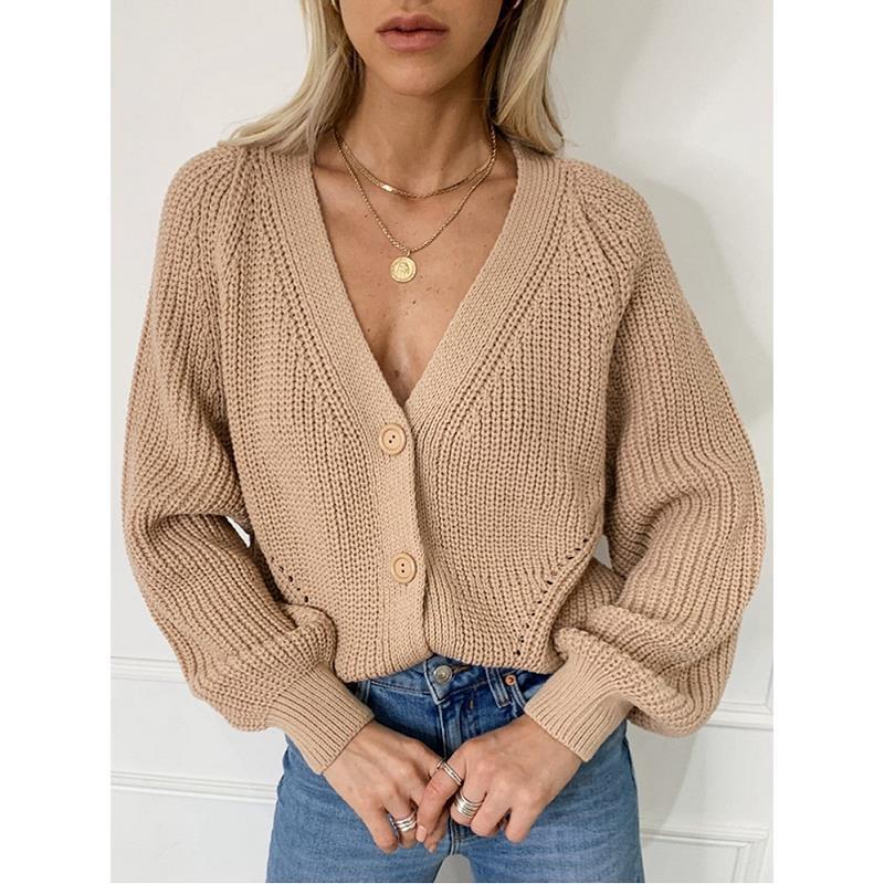 Cardigan col V boutonné