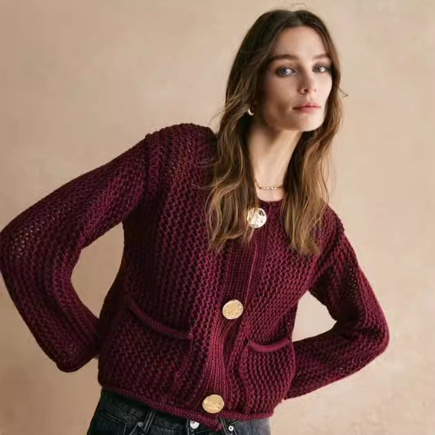 Cardigan élégant bordeaux