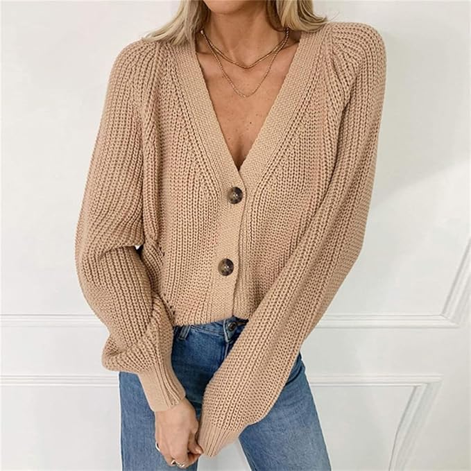 Cardigan col V boutonné