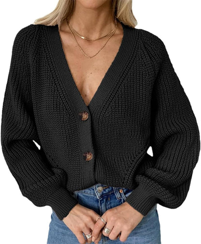 Cardigan col V boutonné