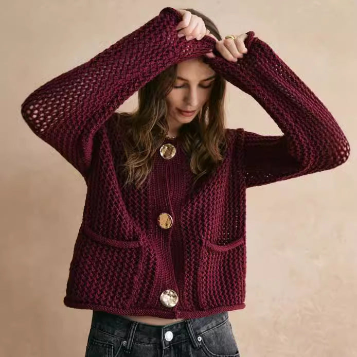 Cardigan élégant bordeaux